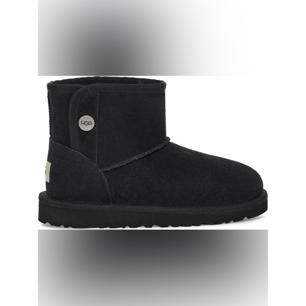 UGG Jona Mini Boot Black Suede Shearling Winter Boots Size 5 Women